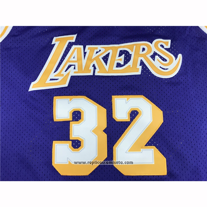 Camiseta Los Angeles Lakers Magic Johnson #32 Mitchell & Ness 1984 Violeta
